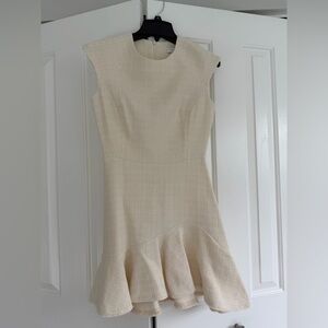 NWT Ecru Frayed Tweed Mini Dress Sandro
